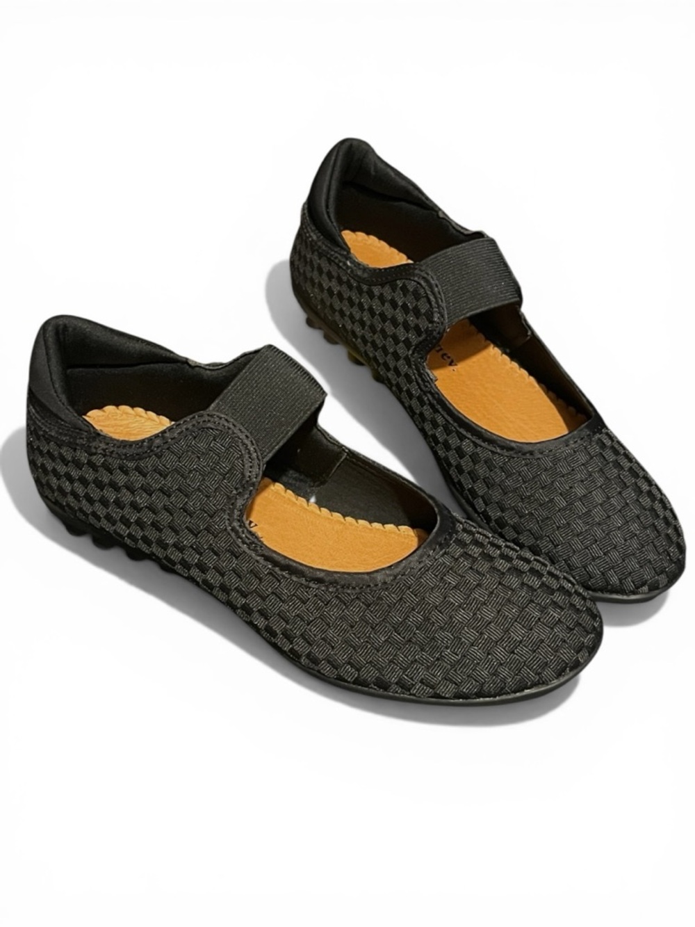 Women’s Black Mary Jane Flats with Elastic Strap Comfort Stretch EU37 US6 NEW